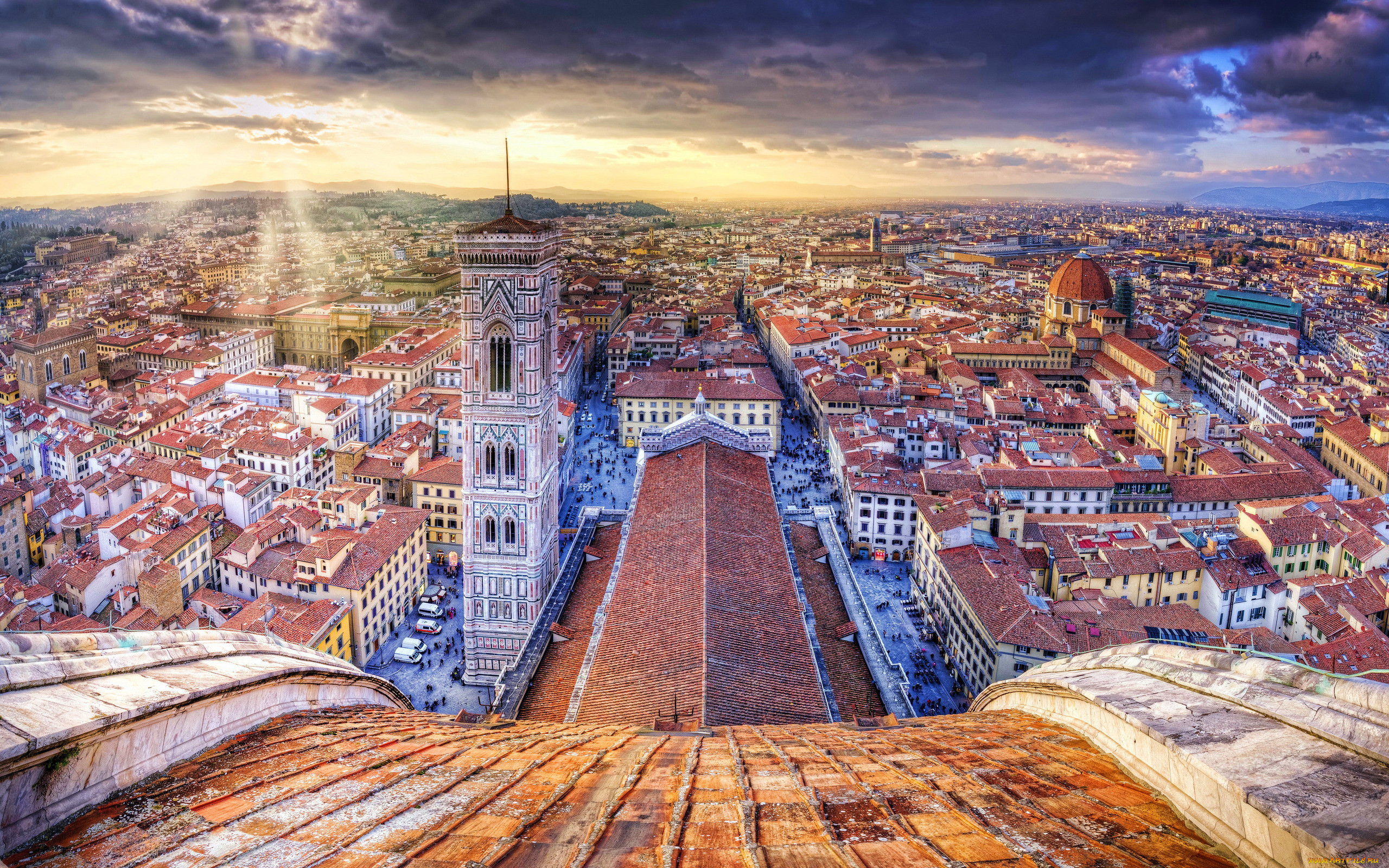 города, флоренция , италия, панорама.